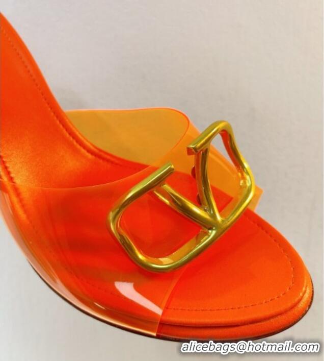 Purchase Valentino VLogo PVC Heel Slide Sandals 8cm Orange 324006