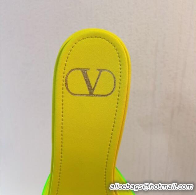 Top Grade Valentino VLogo PVC Heel Slide Sandals 8cm Yellow 324010