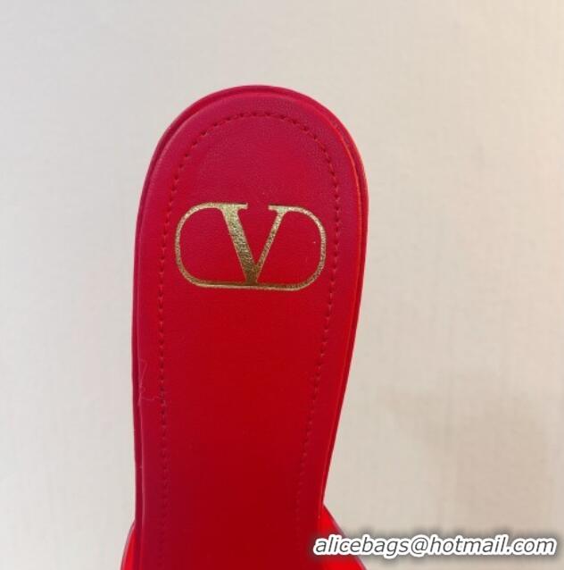 Sumptuous Valentino VLogo PVC Heel Slide Sandals 8cm Red 324012