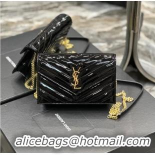 Promotional SAINT LAUREN PATENT LEATHER BAG 393953 BLACK