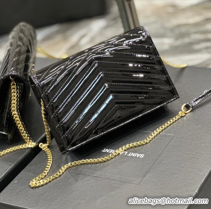 Promotional SAINT LAUREN PATENT LEATHER BAG 393953 BLACK