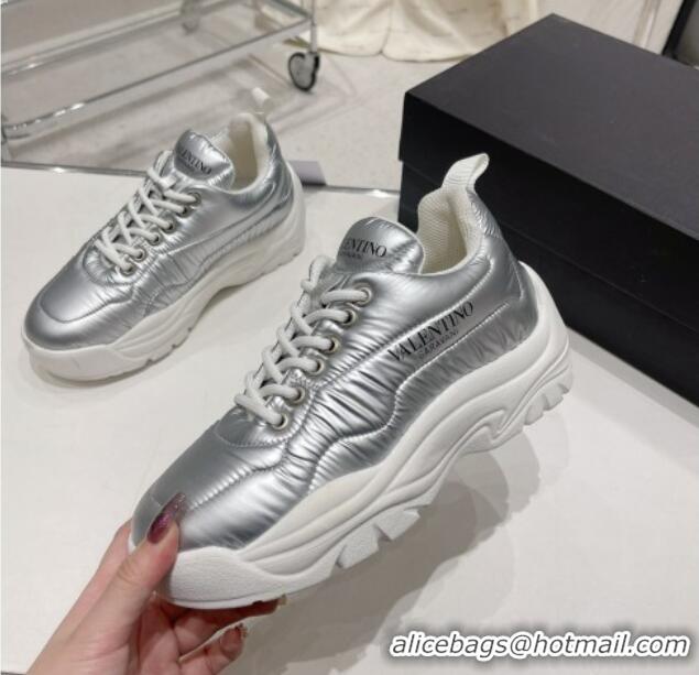 Stylish Valentino Puff Sneakers Silver 324017