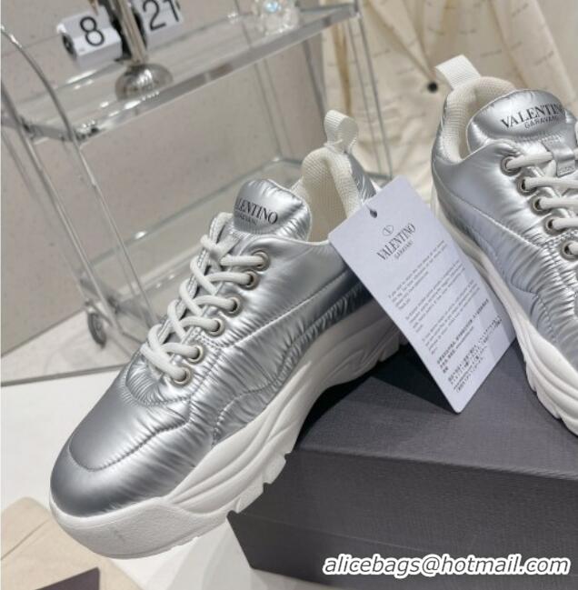 Stylish Valentino Puff Sneakers Silver 324017