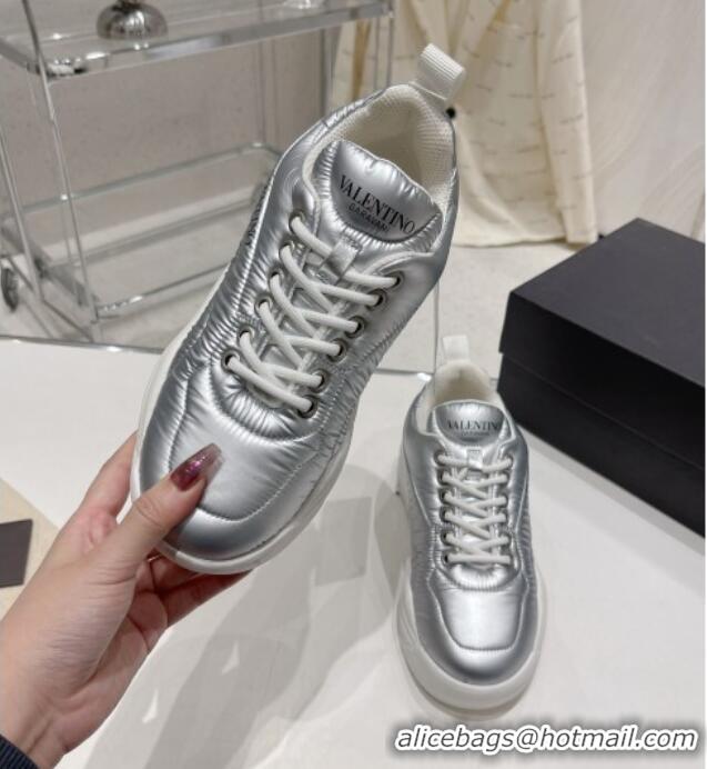 Stylish Valentino Puff Sneakers Silver 324017