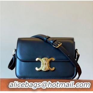 Famous Brand Celine TEEN TRIOMPHE BAG IN SHINY Original CALFSKIN MINERAL188423 black