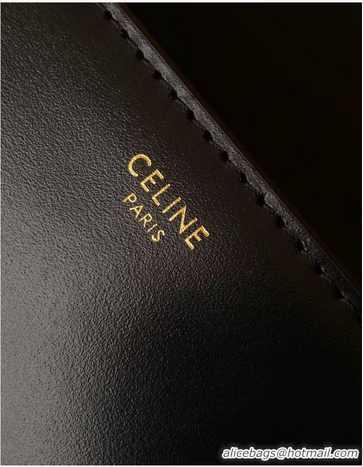 Famous Brand Celine TEEN TRIOMPHE BAG IN SHINY Original CALFSKIN MINERAL188423 black