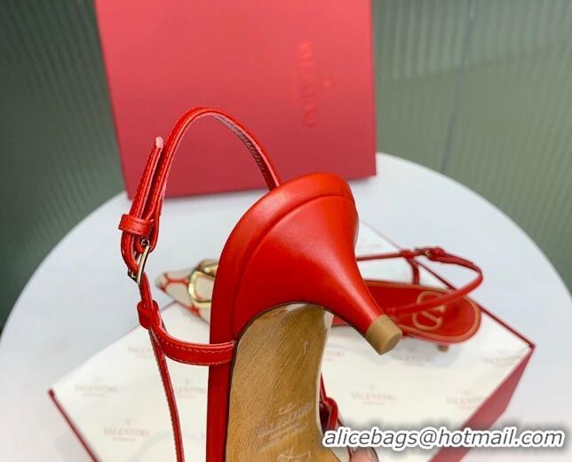 Good Looking Valentino VLogo Signature Slingback Pumps 3.5cm in Toile Iconographe Fabric Red/Beige 330022