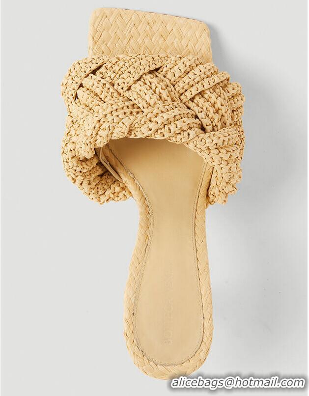 ​New Design Bottega Veneta Lido 90 Woven Raffia Sandals BV8010 Beige