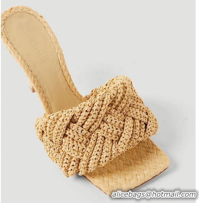 ​New Design Bottega Veneta Lido 90 Woven Raffia Sandals BV8010 Beige