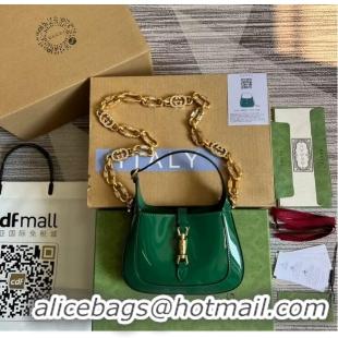 Famous Brand Gucci Jackie 1961 mini patent leather hobo bag 699651 Emerald green