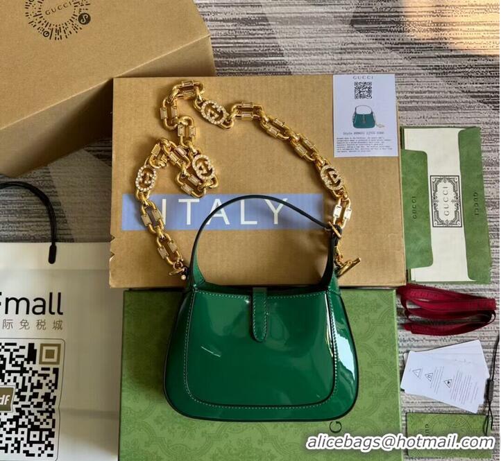 Famous Brand Gucci Jackie 1961 mini patent leather hobo bag 699651 Emerald green