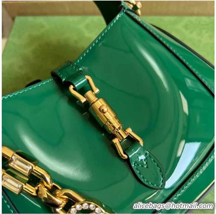 Famous Brand Gucci Jackie 1961 mini patent leather hobo bag 699651 Emerald green