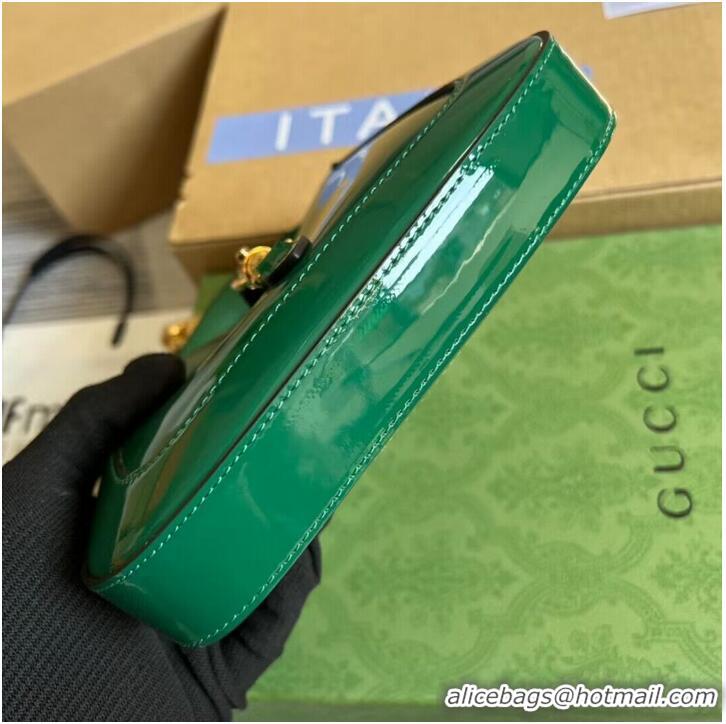 Famous Brand Gucci Jackie 1961 mini patent leather hobo bag 699651 Emerald green