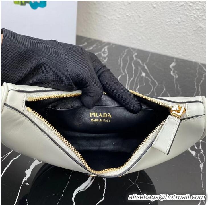 Top Quality Prada leather shoulder bag 1BC194 white