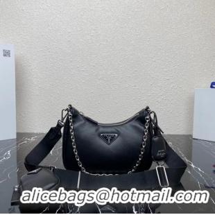 Most Popular Prada leather shoulder bag 1AH024 black