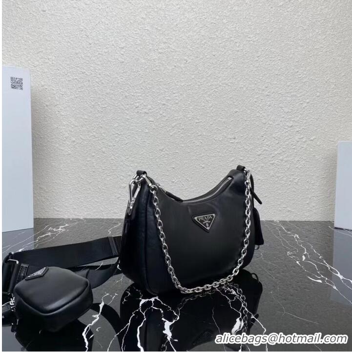 Most Popular Prada leather shoulder bag 1AH024 black