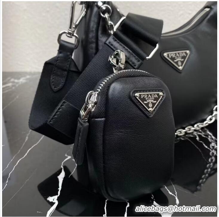 Most Popular Prada leather shoulder bag 1AH024 black