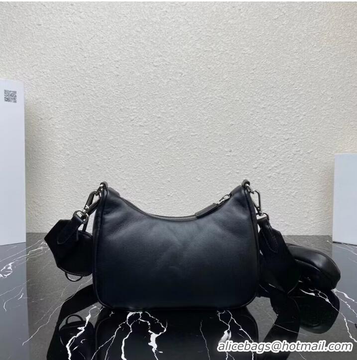 Most Popular Prada leather shoulder bag 1AH024 black