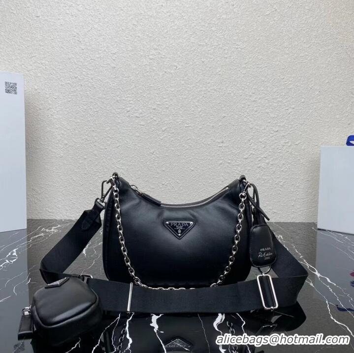 Most Popular Prada leather shoulder bag 1AH024 black