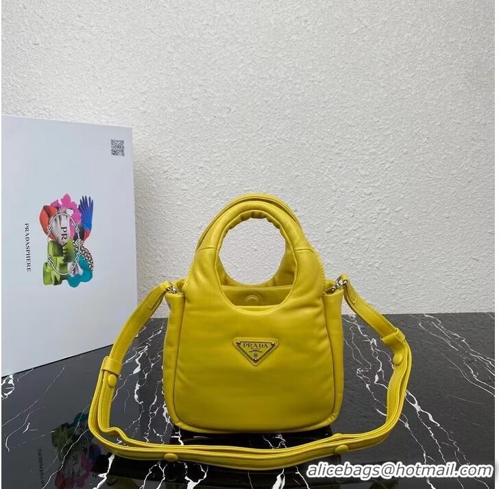 Buy Fashionable Prada Small padded Soft nappa-leather bag 1BA359 yellow