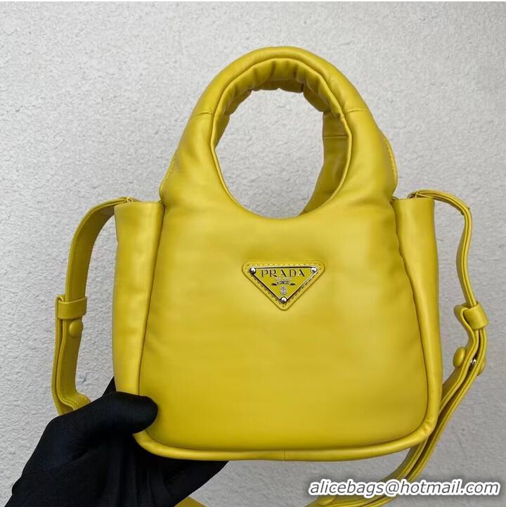 Buy Fashionable Prada Small padded Soft nappa-leather bag 1BA359 yellow