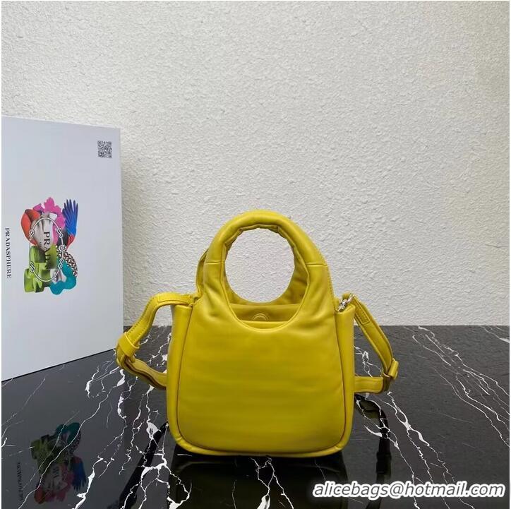 Buy Fashionable Prada Small padded Soft nappa-leather bag 1BA359 yellow