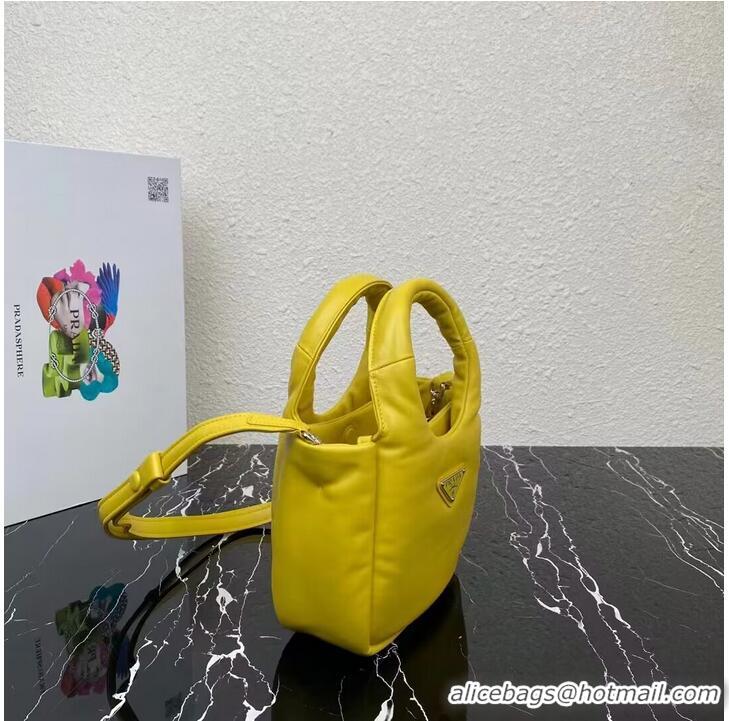 Buy Fashionable Prada Small padded Soft nappa-leather bag 1BA359 yellow