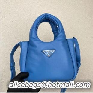 Popular Style Prada Small padded Soft nappa-leather bag 1BA359 blue