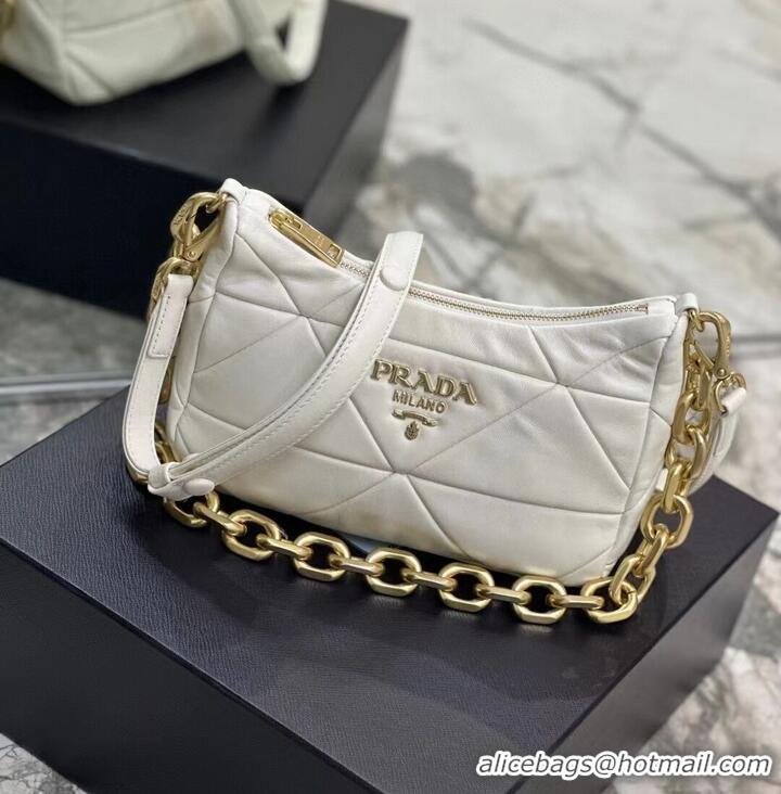 Reasonable Price Prada leather shoulder bag 1BH117 white