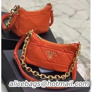 New Style Prada leather shoulder bag 1BH117 orange