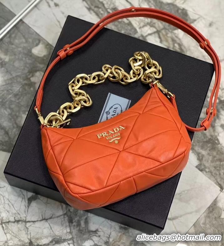 New Style Prada leather shoulder bag 1BH117 orange