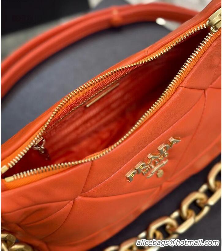 New Style Prada leather shoulder bag 1BH117 orange