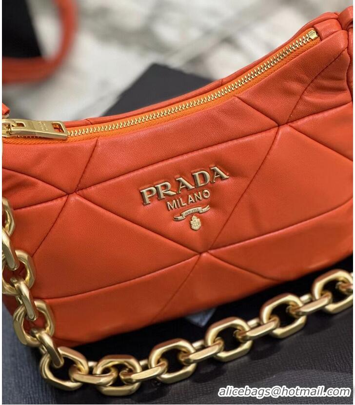 New Style Prada leather shoulder bag 1BH117 orange