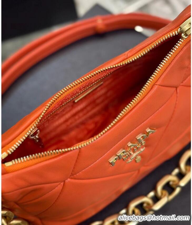 New Style Prada leather shoulder bag 1BH117 orange