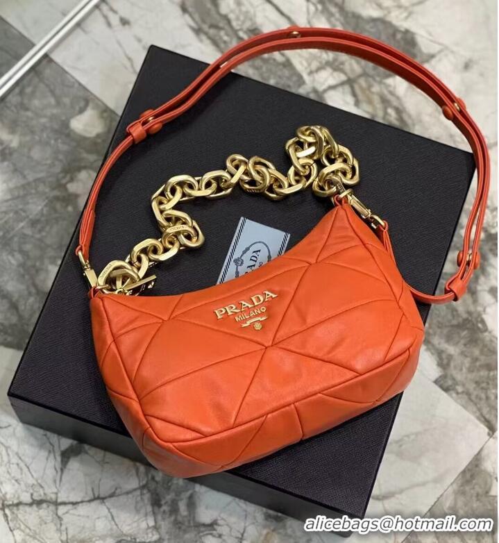 New Style Prada leather shoulder bag 1BH117 orange