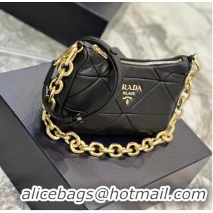 Famous Brand Prada leather shoulder bag 1BH117 black