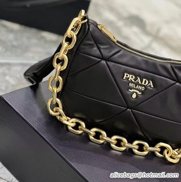 Famous Brand Prada leather shoulder bag 1BH117 black