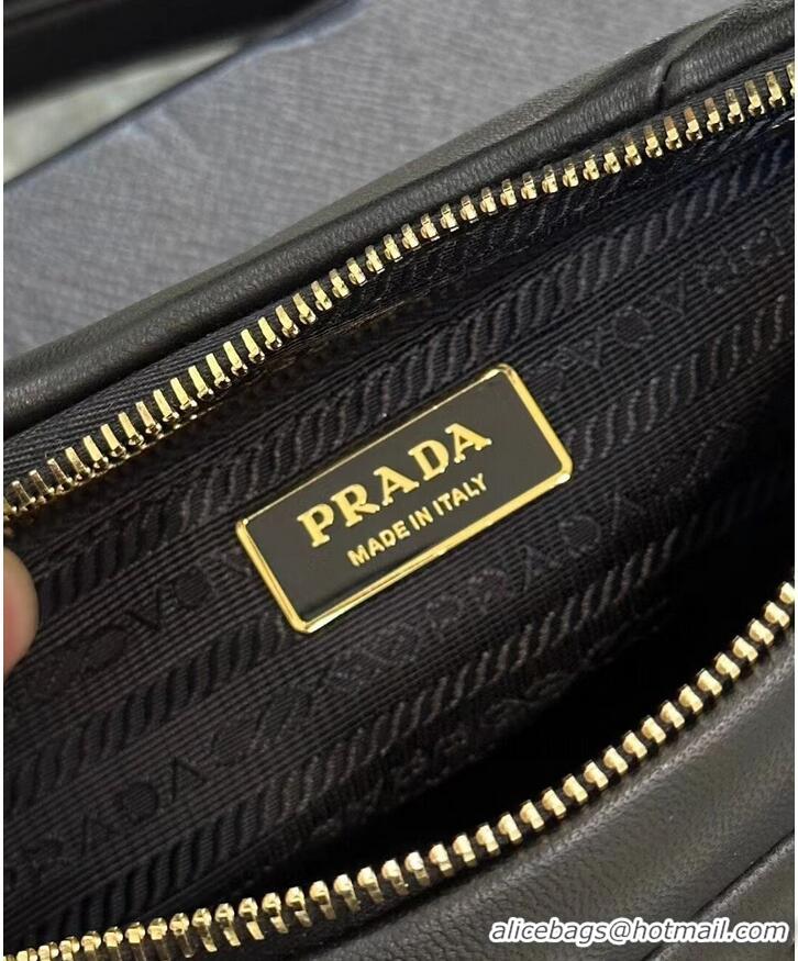 Famous Brand Prada leather shoulder bag 1BH117 black