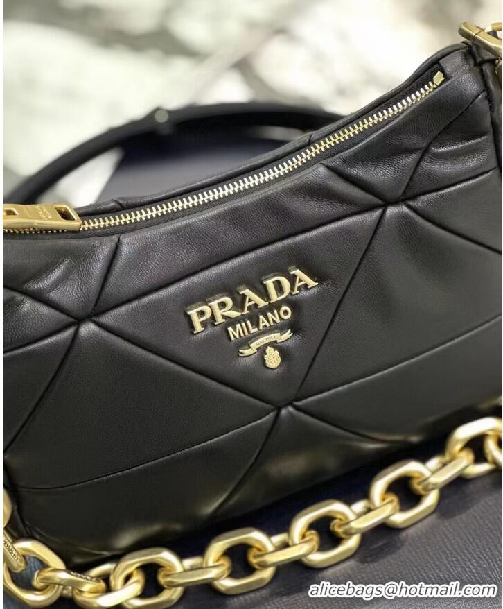 Famous Brand Prada leather shoulder bag 1BH117 black