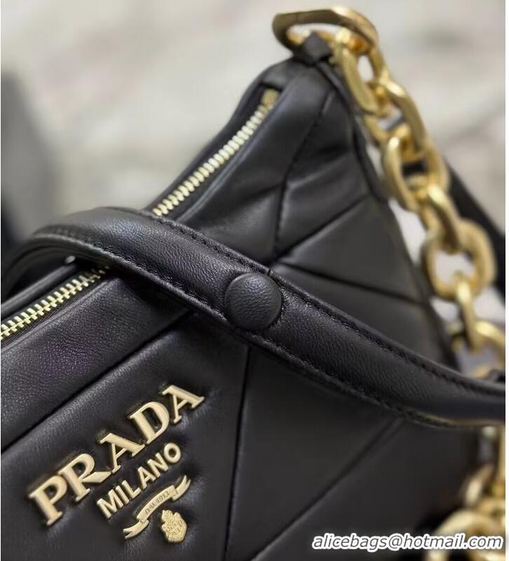 Famous Brand Prada leather shoulder bag 1BH117 black