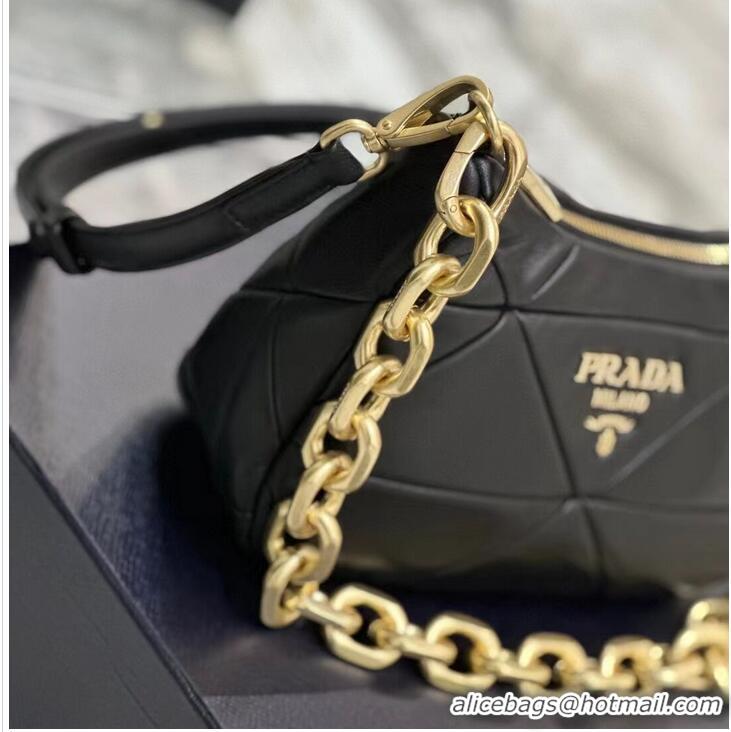 Famous Brand Prada leather shoulder bag 1BH117 black