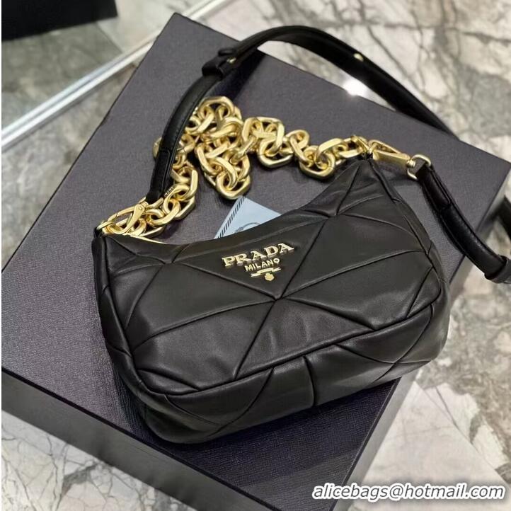 Famous Brand Prada leather shoulder bag 1BH117 black