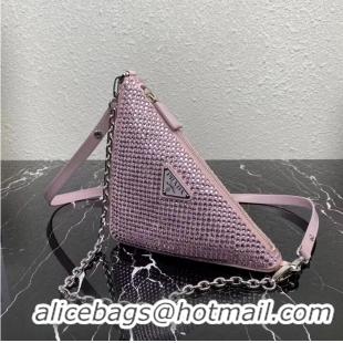 Shop Promotional Prada Crystal-studded satin pouch 1NQ044 pink