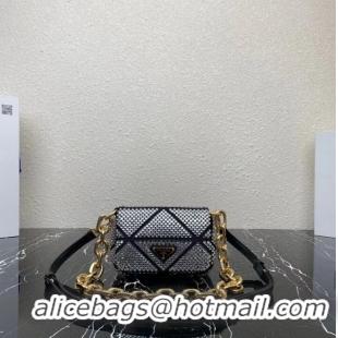 Good Product Prada Crystal-studded satin pouch 1HD339 black