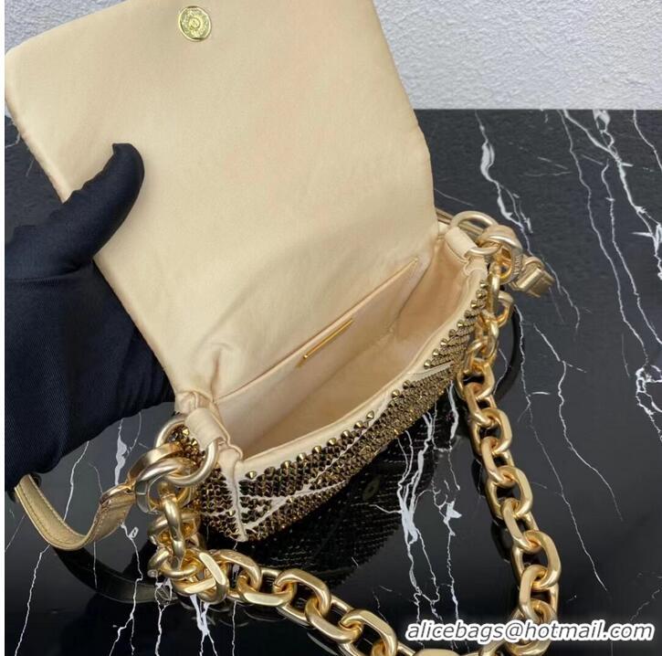 Low Cost Prada Crystal-studded satin pouch 1HD339 gold