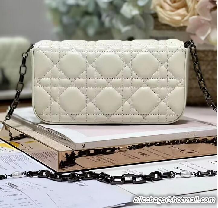 Promotional LADY DIOR PHONE POUCH Aesthetic Cannage Lambskin S0977O white