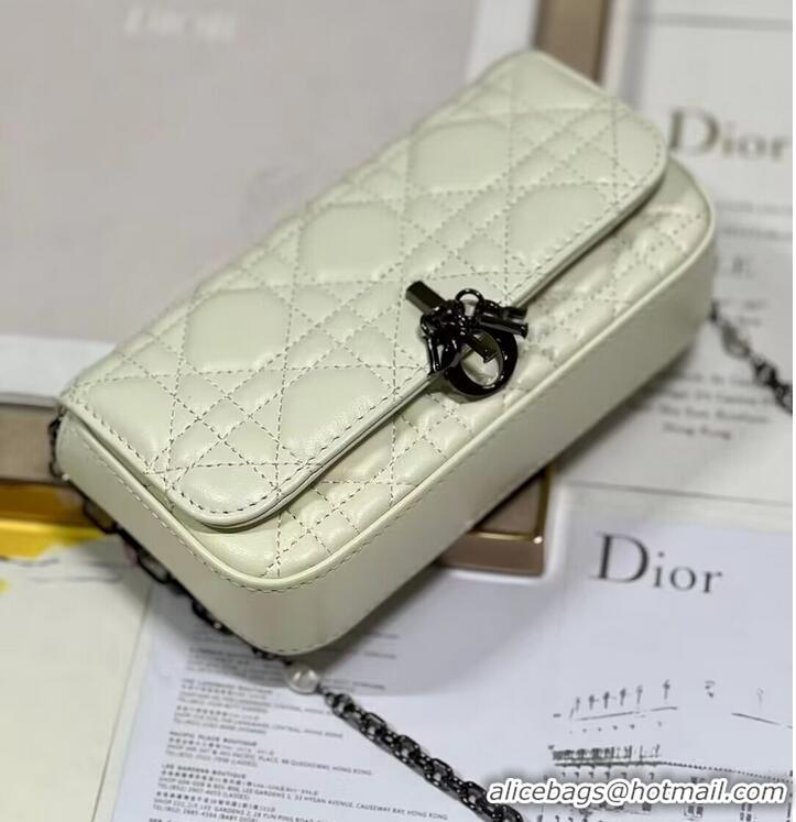 Promotional LADY DIOR PHONE POUCH Aesthetic Cannage Lambskin S0977O white