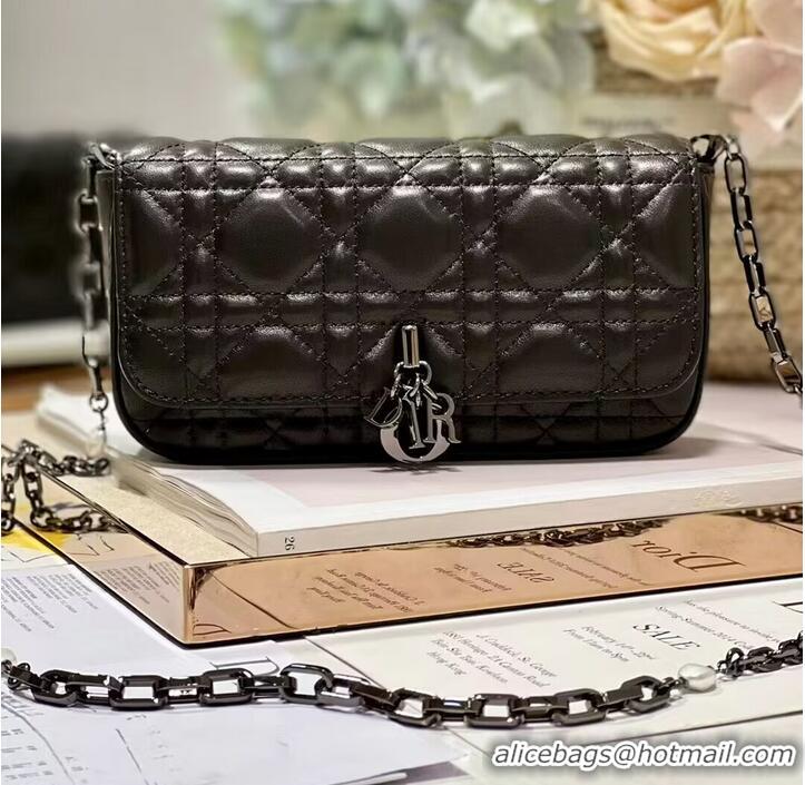 Promotional LADY DIOR PHONE POUCH Aesthetic Cannage Lambskin S0977O black