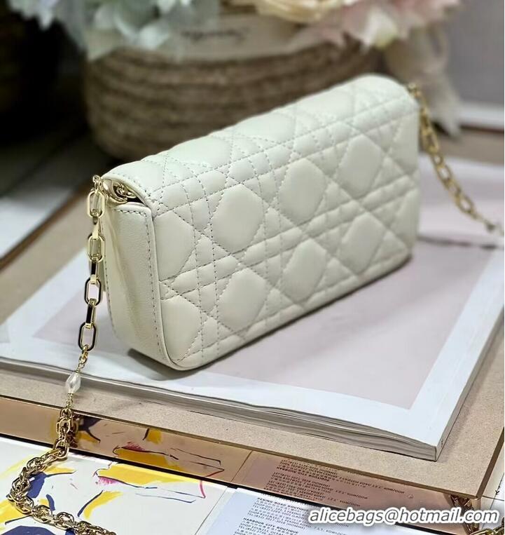 Inexpensive LADY DIOR PHONE POUCH Aesthetic Cannage Lambskin S0977ONM white