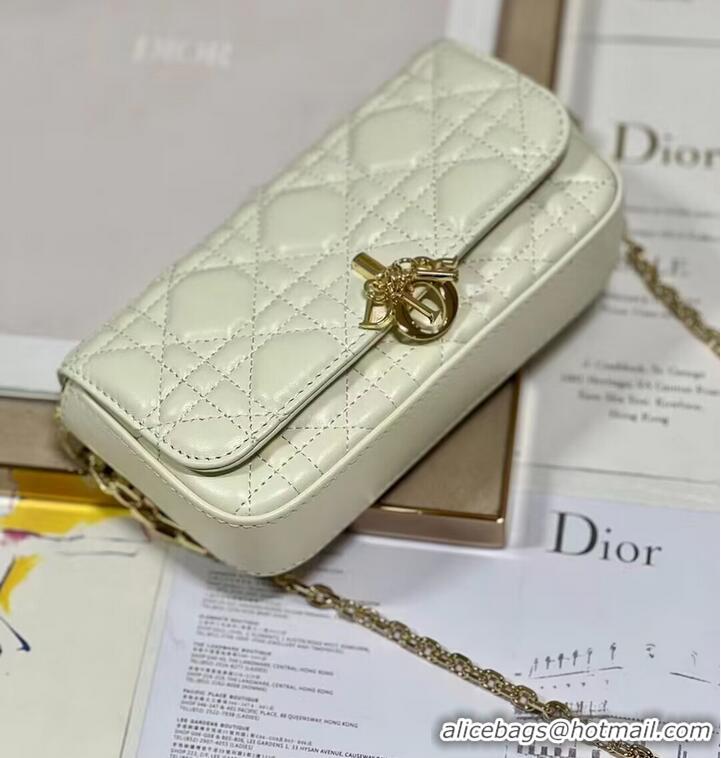 Inexpensive LADY DIOR PHONE POUCH Aesthetic Cannage Lambskin S0977ONM white